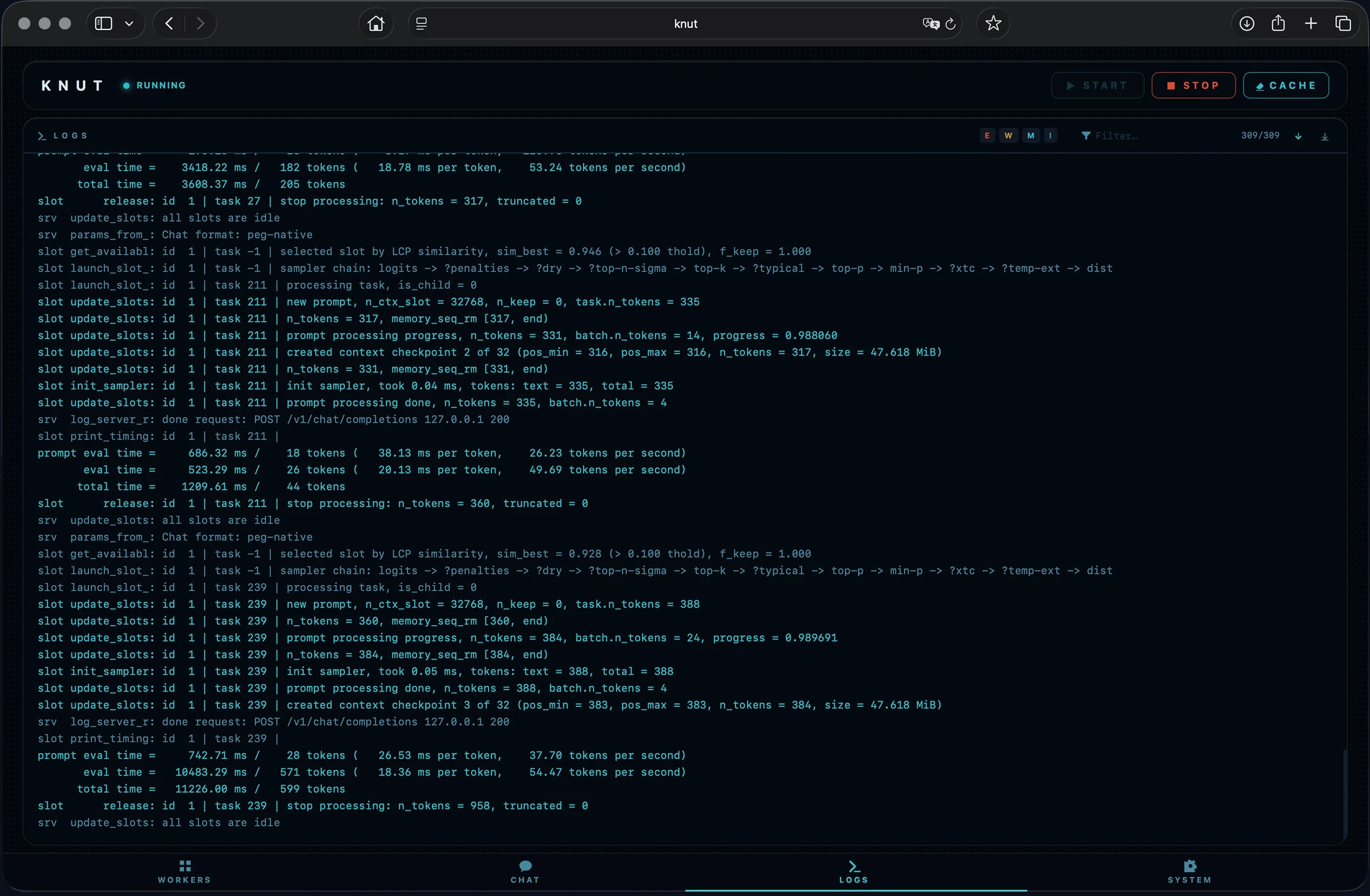 KNUT Dashboard — Echtzeit-Logs und System-Monitoring