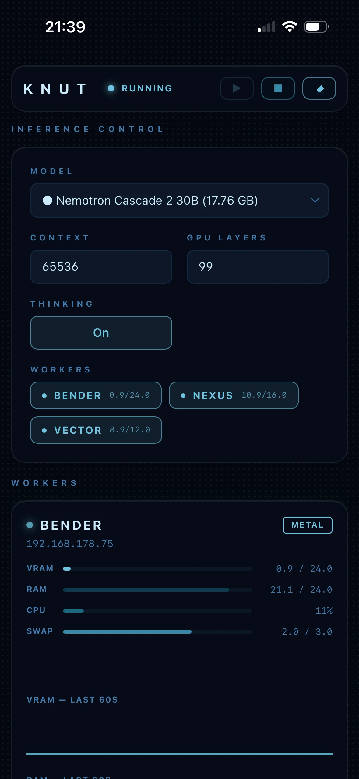 KNUT Mobile — Dashboard-Ansicht auf dem Smartphone