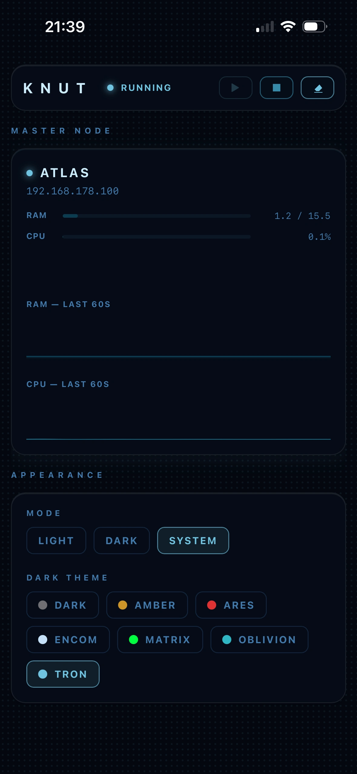 KNUT Mobile — Cluster-Status auf dem Smartphone